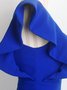Blue Ruffled Sheath Frill Sleeve Maxi Dress